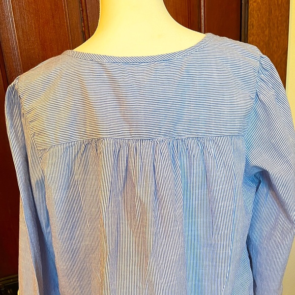 LuckyBrand Blue and white pinstriped top-large-pleated and buttons in front. - Picture 5 of 5